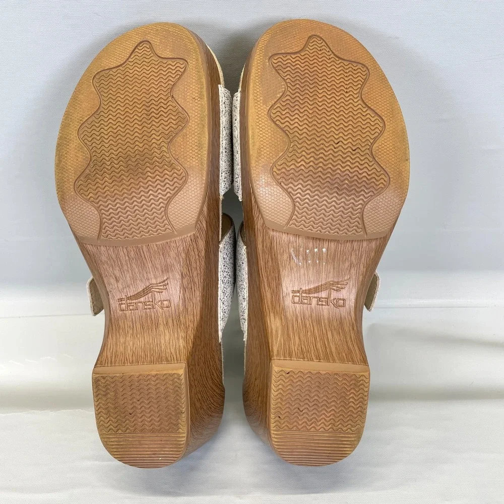 Dansko Sophie Wedge Sandals Womens Size 40 US 9.5 Gray Leather Comfort Shoes